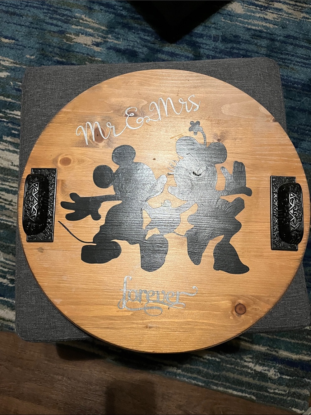 Wooden Mr. & Mrs. Serving Tray - Black Accent Design